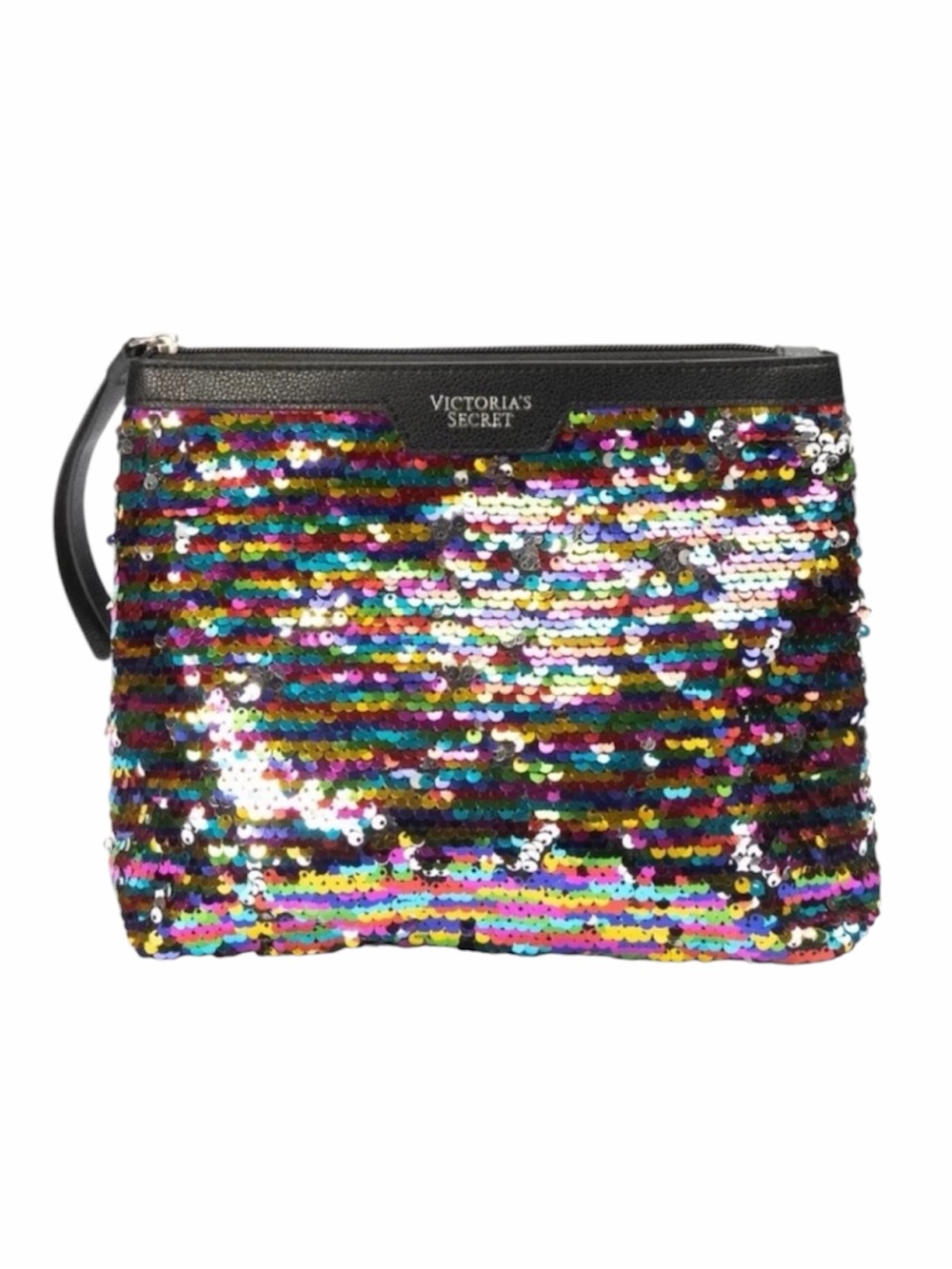 Victoria’s Secret Multi Sequin/Black Logo Zip Cosmetic Bag